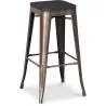 Buy Bistrot Metalix style stool - 76cm - Metal and dark wood Industriel 59697 in the Europe