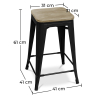 Buy Bistrot Metalix style stool - 61cm - Metal and Light Wood Steel 59696 home delivery