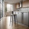 Buy Bistrot Metalix style bar stool with small backrest - 76 cm - Metal and Light Wood Pastel orange 59694 - prices