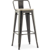 Buy Bistrot Metalix style bar stool with small backrest - 76 cm - Metal and Light Wood Red 59694 - in the EU