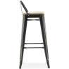 Buy Bistrot Metalix style bar stool with small backrest - 76 cm - Metal and Light Wood Steel 59694 at MyFaktory