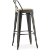 Buy Bistrot Metalix style bar stool with small backrest - 76 cm - Metal and Light Wood Steel 59694 in the Europe