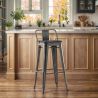 Buy Bistrot Metalix style bar stool with small backrest - Metal and dark wood - 76 cm White 59693 - in the EU