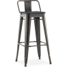 Buy Bistrot Metalix style bar stool with small backrest - Metal and dark wood - 76 cm Steel 59693 - in the EU