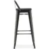 Buy Bistrot Metalix style bar stool with small backrest - Metal and dark wood - 76 cm White 59693 - prices