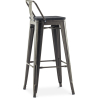 Buy Bistrot Metalix style bar stool with small backrest - Metal and dark wood - 76 cm Steel 59693 in the Europe