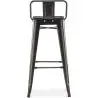 Buy Bistrot Metalix style bar stool with small backrest - Metal and dark wood - 76 cm White 59693 in the Europe