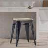 Buy Bistrot Metalix style stool - Metal and Light Wood  - 45cm Turquoise 59692 - prices