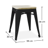 Buy Bistrot Metalix style stool - Metal and Light Wood  - 45cm White 59692 home delivery