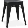 Buy Bistrot Metalix style stool - 46cm - Metal and dark wood Red 59691 - in the EU