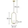 Buy Lucille Hanging Lamp - Metal and Glass Gold 59624 - prices