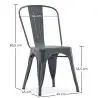 Buy Dining Chair Bistrot Industrial design Metalix 5Kg - New edition Dark grey 59802 - in the EU