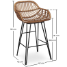 Buy Synthetic wicker bar stool 65cm - Magony Natural wood 59881 - in the EU