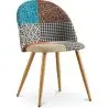 Buy Dining Chair Accent Patchwork Upholstered Scandi Retro Design Wooden Legs - Bennett Amy Multicolour 59933 in the Europe