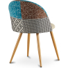 Buy Dining Chair Accent Patchwork Upholstered Scandi Retro Design Wooden Legs - Bennett Amy Multicolour 59933 in the Europe