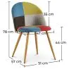 Buy Dining Chair Accent Patchwork Upholstered Scandi Retro Design Wooden Legs - Bennett Fiona Multicolour 59934 - prices