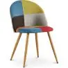 Buy Dining Chair Accent Patchwork Upholstered Scandi Retro Design Wooden Legs - Bennett Fiona Multicolour 59934 - prices