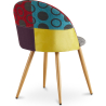 Buy Dining Chair Accent Patchwork Upholstered Scandi Retro Design Wooden Legs - Bennett Jay Multicolour 59935 in the Europe