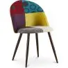 Buy Dining Chair Accent Patchwork Upholstered Scandi Retro Design Dark Wooden Legs - Bennett Jay Multicolour 59940 - prices