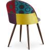 Buy Dining Chair Accent Patchwork Upholstered Scandi Retro Design Dark Wooden Legs - Bennett Jay Multicolour 59940 in the Europe