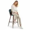 Buy Patchwork Upholstered Bar Stool Scandinavian Design with Dark Metal Legs - Bennett Fiona Multicolour 59949 at MyFaktory
