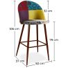 Buy Patchwork Upholstered Bar Stool Scandinavian Design with Dark Metal Legs - Bennett Jay Multicolour 59950 with a guarantee