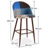 Buy Patchwork Upholstered Bar Stool Scandinavian Design with Dark Metal Legs - Bennett Piti Multicolour 59951 with a guarantee