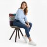 Buy Dining Chair Brielle Upholstered Scandi Design Dark Wooden Legs Premium - Patchwork Jay Multicolour 59957 at MyFaktory