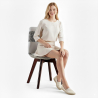 Buy Dining Chair Brielle Upholstered Scandi Design Dark Wooden Legs Premium New Edition - Patchwork Max White / Black 59969 - prices
