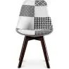 Buy Dining Chair Brielle Upholstered Scandi Design Dark Wooden Legs Premium New Edition - Patchwork Max White / Black 59969 - in the EU