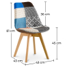 Buy Dining Chair Brielle Upholstered Scandi Design Wooden Legs Premium New Edition - Patchwork Piti Multicolour 59973 with a guarantee