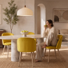 Buy Dining chair - Velvet upholstered scandinavian - Bennett Yellow 59990 - in the EU