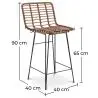 Buy Bar Stool Design Boho Bali Synthetic Wicker 65cm - Kimi Natural wood 59994 - in the EU
