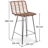 Buy Bar Stool Design Boho Bali Synthetic Wicker 75cm - Kimi Natural wood 59995 home delivery
