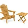 Buy Garden Chair + Table Adirondack Wood Outdoor Furniture Set - Anela Natural wood 60008 - in the EU