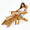 Buy Adirondack long Chair + Footrest Wood Outdoor Furniture Set - Anela Red 60009 - prices