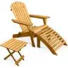 Buy Adirondack Garden long Chair + Footrest + Table Wood Outdoor Furniture Set - Anela Red 60010 - in the EU
