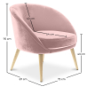 Buy Velvet upholstered accent chair with wooden legs - Oirna Light Pink 60077 - in the EU
