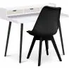 Buy Office Desk Table Wooden Design Scandinavian Style Amund + Premium Brielle Scandinavian Design chair with cushion Black 60114 - in the EU