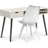 Buy Office Desk Table Wooden Design Scandinavian Style Viggo + Premium Brielle Scandinavian Design chair with cushion Black 60115 - in the EU