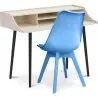 Buy Office Desk Table Wooden Design Scandinavian Style Eldrid + Premium Brielle Scandinavian Design chair with cushion Light blue 60116 - in the EU