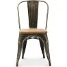 Buy Dining Chair Bistrot Metalix Industrial Metal and Light Wood - New Edition Metallic bronze 60123 - in the EU