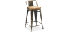 Buy Bar Stool with Backrest - Industrial Design - Wood & Steel - 60cm - New Edition - Metalix Metallic bronze 60125 at MyFaktory