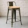 Buy Bar Stool with Backrest - Industrial Design - Wood & Steel - 60cm - New Edition - Metalix Metallic bronze 60125 - prices