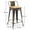 Buy Bar stool with small backrest  Bistrot Metalix industrial Metal and Light Wood - 60 cm - New Edition Metallic bronze 60125 - in the EU