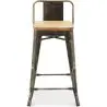Buy Bar Stool with Backrest - Industrial Design - Wood & Steel - 60cm - New Edition - Metalix Metallic bronze 60125 - in the EU