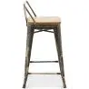 Buy Bar Stool with Backrest - Industrial Design - Wood & Steel - 60cm - New Edition - Metalix Metallic bronze 60125 at MyFaktory