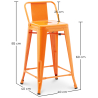 Buy Bar Stool with Backrest - Industrial Design - 60cm - New Edition - Metalix Orange 60126 at MyFaktory