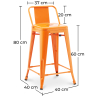 Buy Bar Stool with Backrest - Industrial Design - 60cm - New Edition - Metalix Orange 60126 with a guarantee