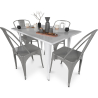 Buy Dining Table + X4 Dining Chairs Set - Bistrot - Industrial design Metal - New Edition Silver 60129 - in the EU